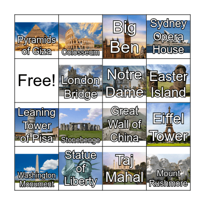 Landmark Bingo Card