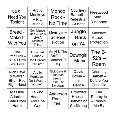 ★ Music Bingo w Bonnie Anne ★ Bingo Card