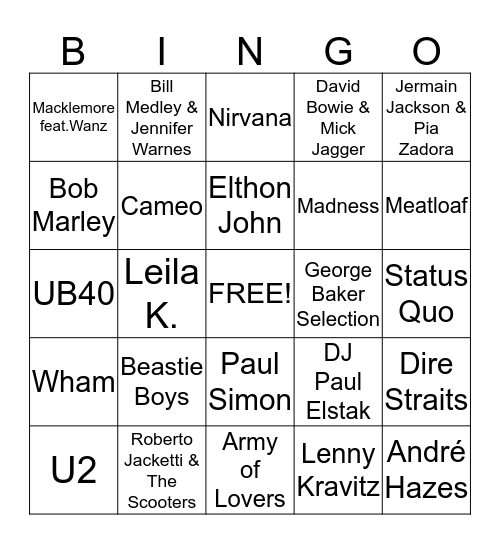 DiscoBingo 2 ronde 2 Bingo Card