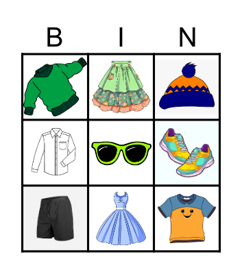 Clothes, clothes, clothes! Bingo Card