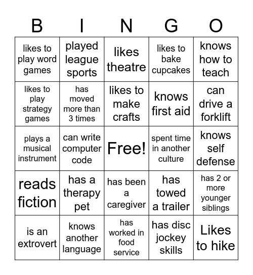 Find someone who... Bingo Card