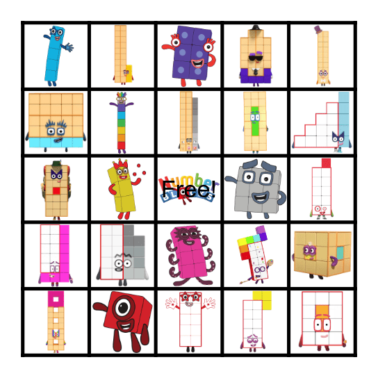 Numberblocks Bingo Card