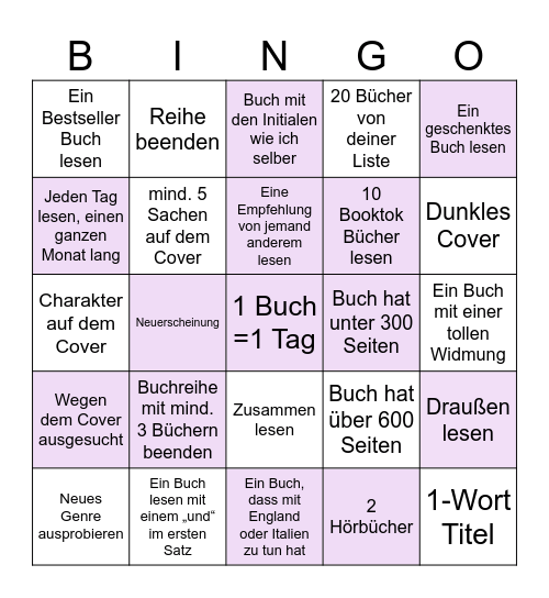 Bookbingo für 2026 Bingo Card