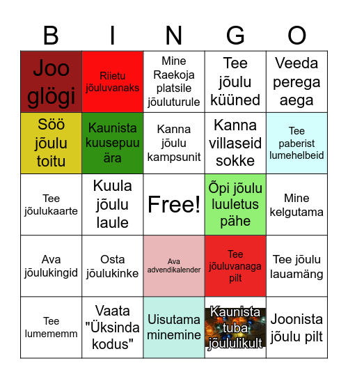 Jõulud Bingo Card