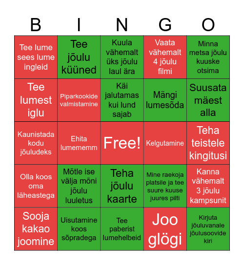 Jõulud Bingo Card