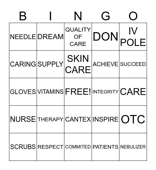 Cresent Bingo Card