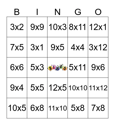 MULTIPLICATION BINGO Card