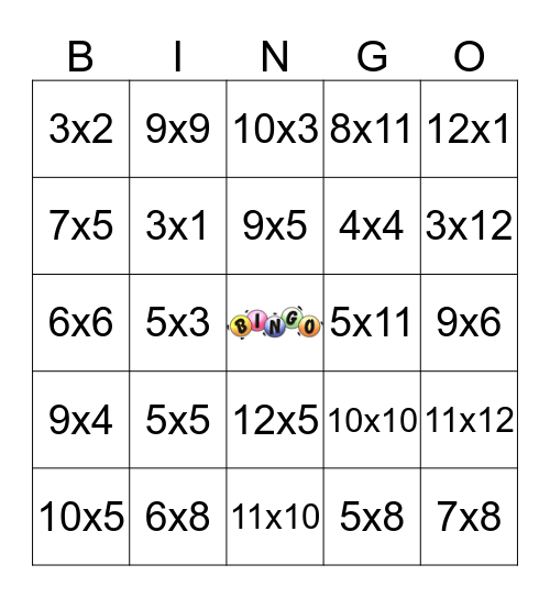 MULTIPLICATION BINGO Card