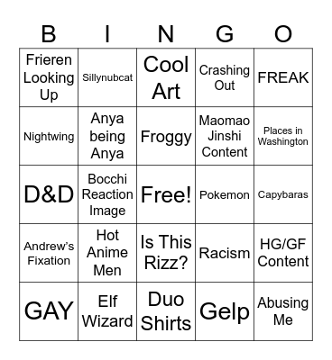 Untitled Bingo Card