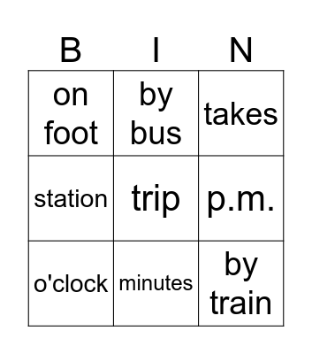 Time Bingo Card