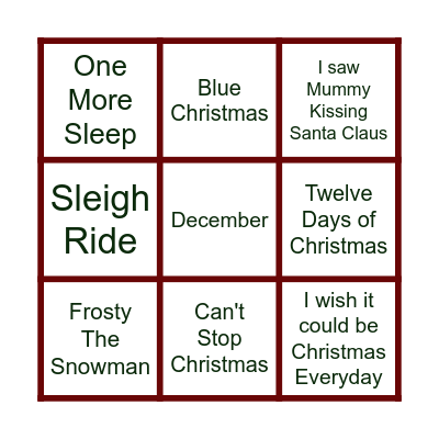 Upbeat Christmas Bingo Card