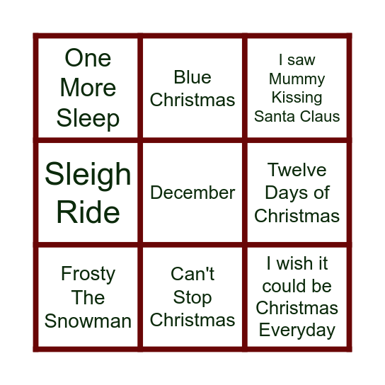 Upbeat Christmas Bingo Card