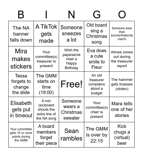 NA GMM BINGO Card