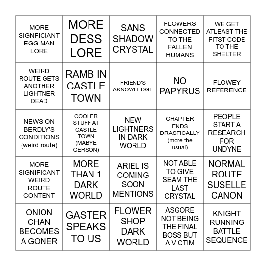 CHAPTER 5 PREDICTIONS Bingo Card