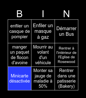 Bingo Project zomboid FR Bingo Card
