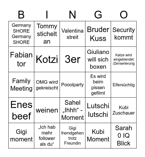 Folge 5 Germany Shore Bingo Card