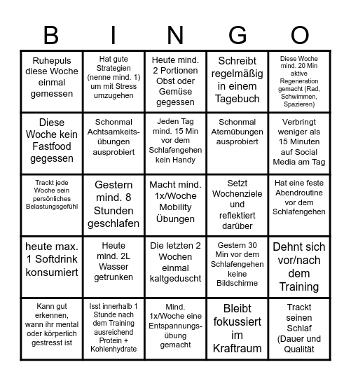 Regenerations Bingo Card