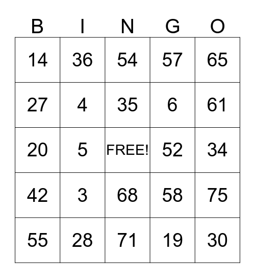 Values Day Bingo Card