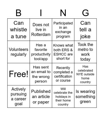 Do you know your colleagues? Bingo Card