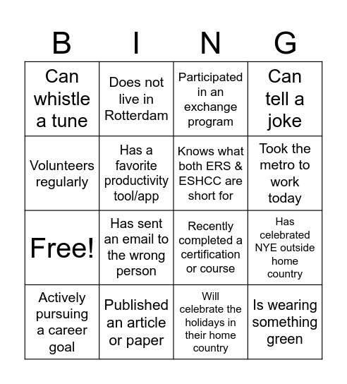 Do you know your colleagues? Bingo Card