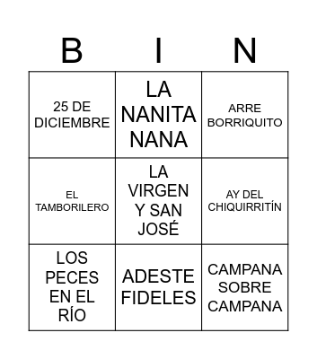 BINGO MUSICAL (VILLANCICOS) Bingo Card