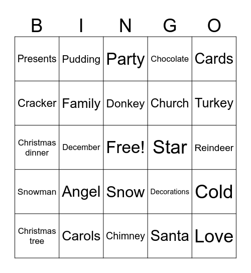 Christmas Bingo Card