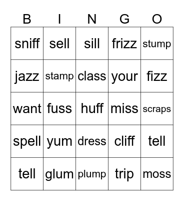 FLSZ Words Bingo Card