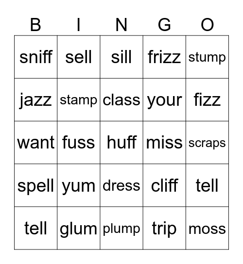 FLSZ Words Bingo Card