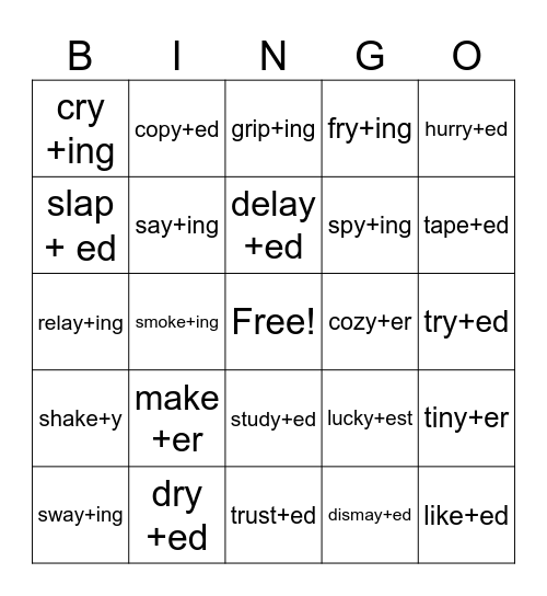 3 Great Spelling Rules Bingo Card