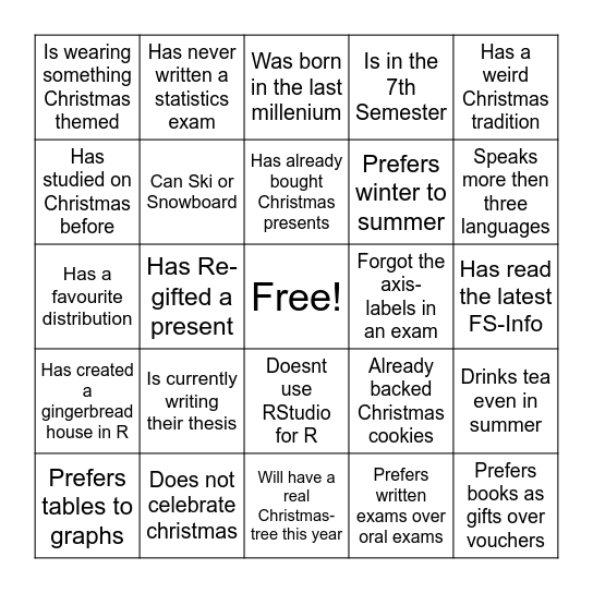 Find somebody who.. Bingo Card