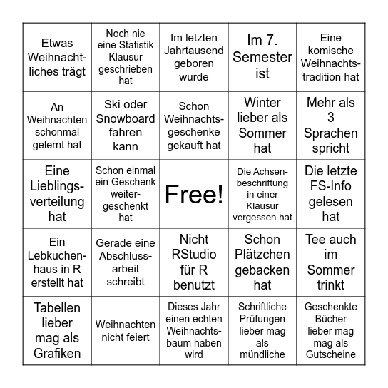 Finde jemanden der... Bingo Card