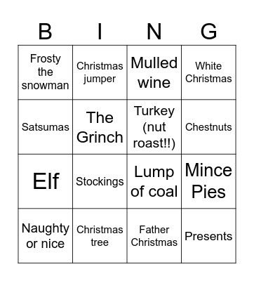 Christmas bingo! Bingo Card