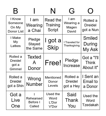 Giving Tuesday Bingo Connectathon Bingo Card