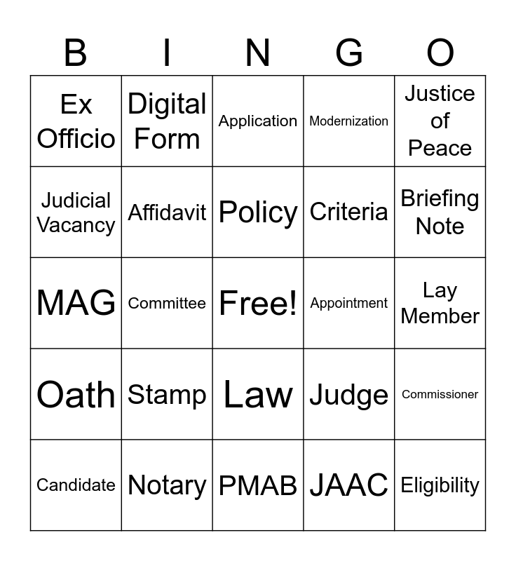 PMAB Bingo Card