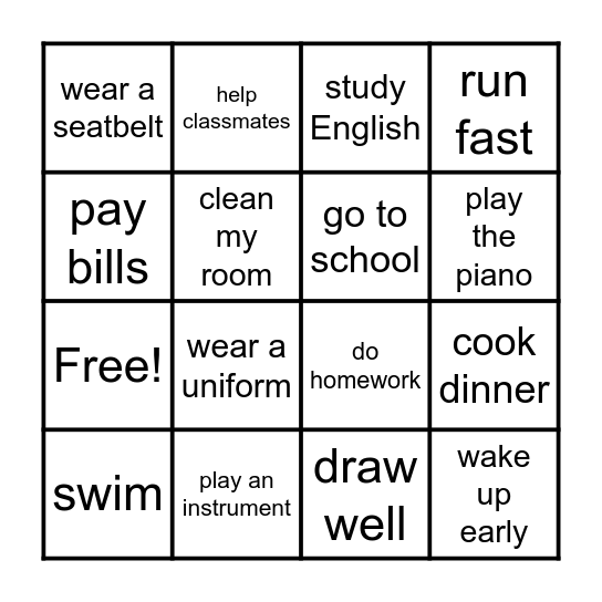 OBLIGATION BINGO! Bingo Card