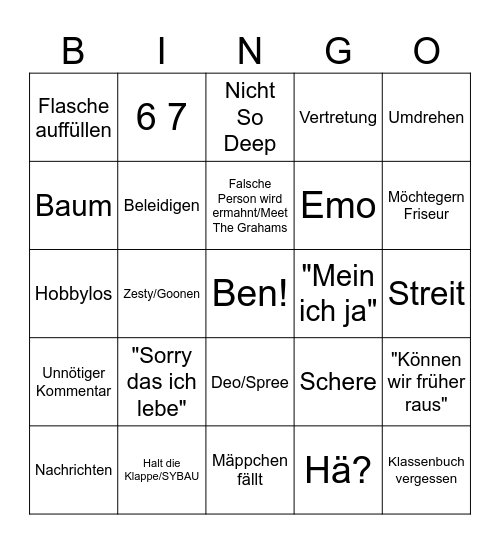 7C Bingo V. 1 Bingo Card