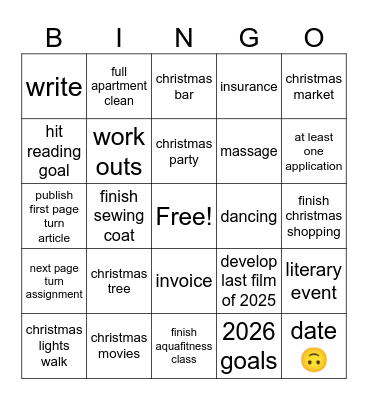 December Bingo Card