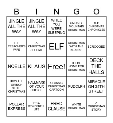 CHRISTMAS MOVIE BINGO Card