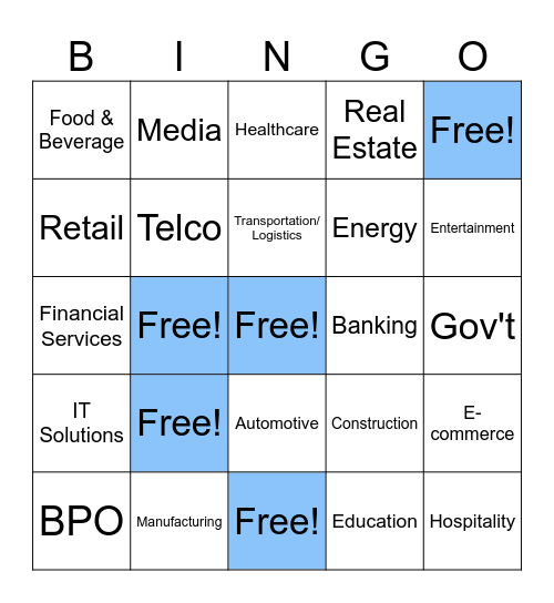 Industry BINGO! Bingo Card