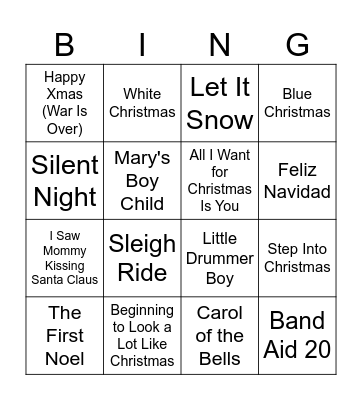 Christmas Music Bingo Card