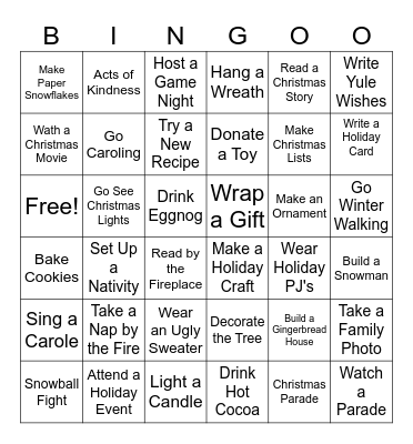 Holiday Season Bingo Card