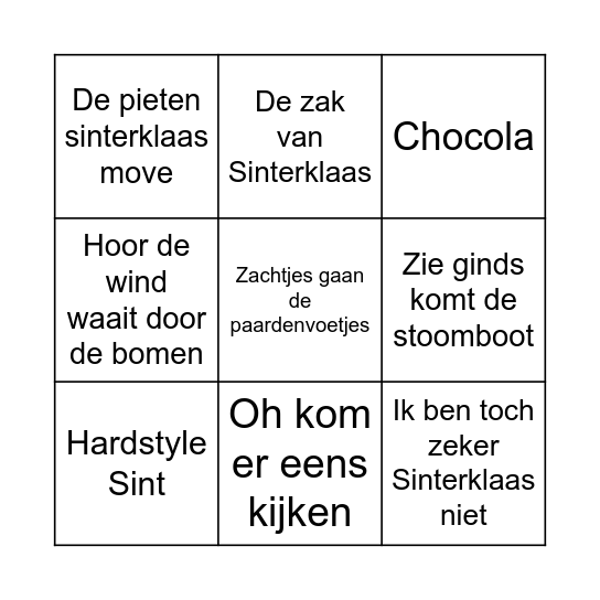 Sinterklaasbingo Card