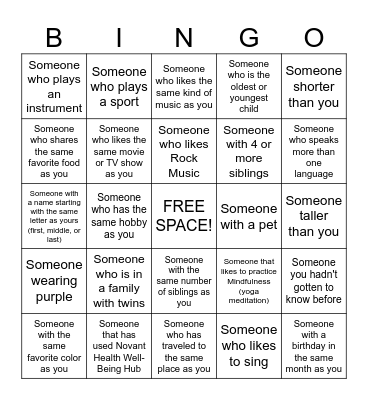 Get-to-know-You Bingo Card