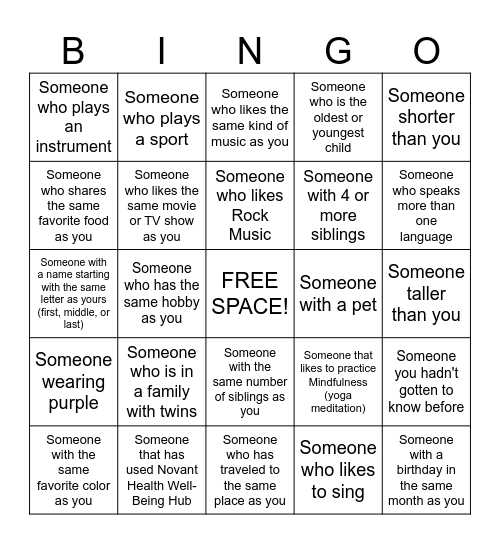 Get-to-know-You Bingo Card