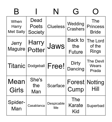 Movie One-Liners Bingo Card