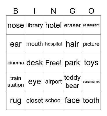Face Bingo Card