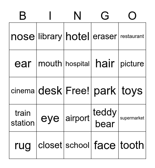 Face Bingo Card