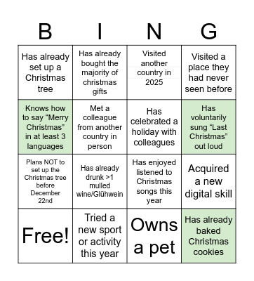 BI NGO Chris mas 4x4 Bingo Card