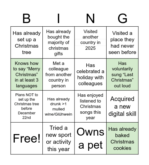 BI NGO Chris mas 4x4 Bingo Card