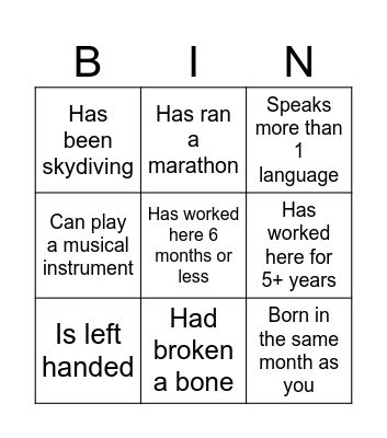 Savings & BF event Bingo Card